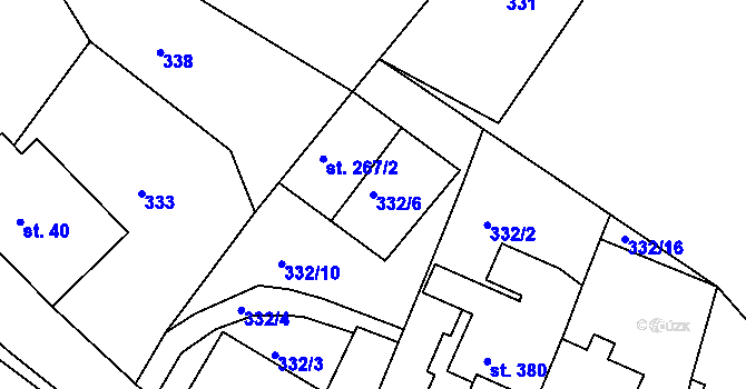 Parcela st. 332/6 v KÚ Horní Lipová, Katastrální mapa
