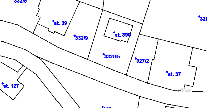 Parcela st. 332/15 v KÚ Horní Lipová, Katastrální mapa