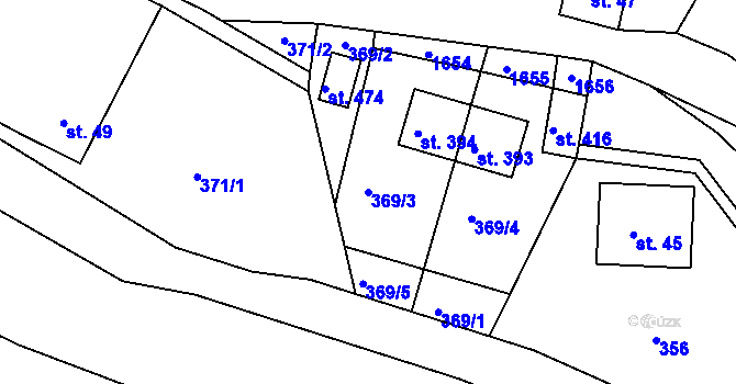 Parcela st. 369/3 v KÚ Horní Lipová, Katastrální mapa