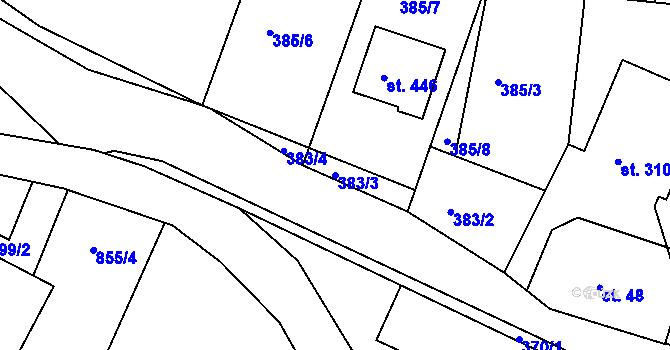 Parcela st. 383/3 v KÚ Horní Lipová, Katastrální mapa