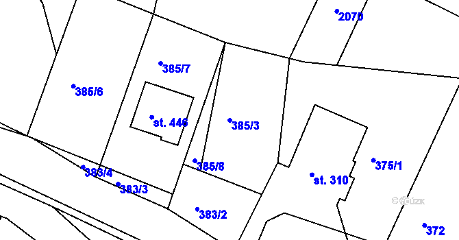 Parcela st. 385/3 v KÚ Horní Lipová, Katastrální mapa