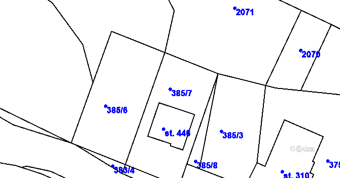 Parcela st. 385/7 v KÚ Horní Lipová, Katastrální mapa
