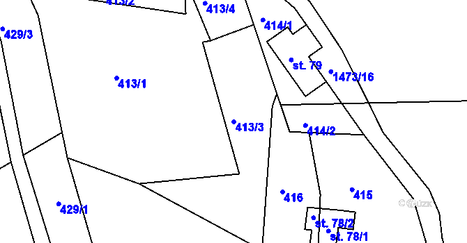 Parcela st. 413/3 v KÚ Horní Lipová, Katastrální mapa