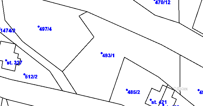 Parcela st. 493/1 v KÚ Horní Lipová, Katastrální mapa