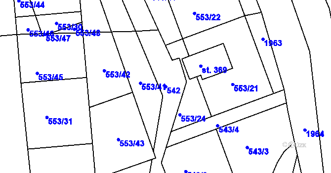 Parcela st. 542 v KÚ Horní Lipová, Katastrální mapa