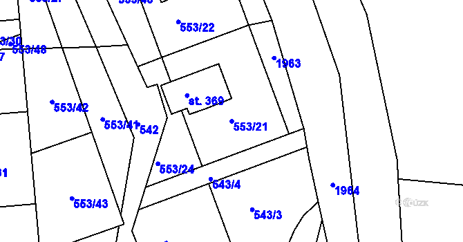Parcela st. 553/21 v KÚ Horní Lipová, Katastrální mapa