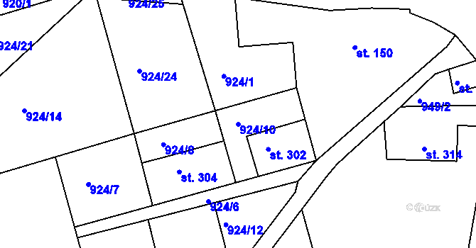 Parcela st. 924/10 v KÚ Horní Lipová, Katastrální mapa