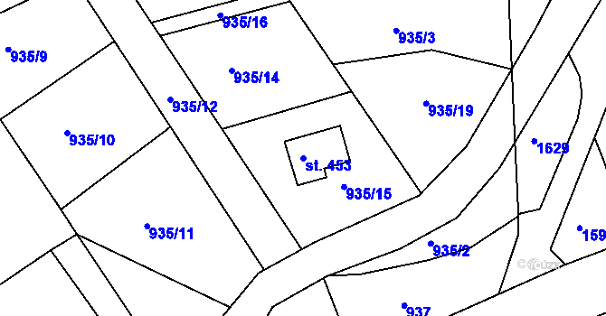 Parcela st. 453 v KÚ Horní Lipová, Katastrální mapa