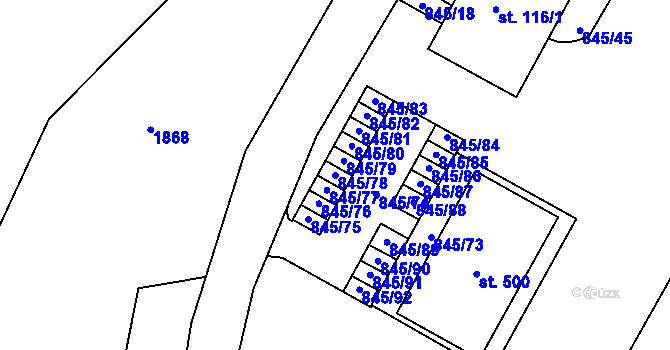 Parcela st. 845/78 v KÚ Horní Lipová, Katastrální mapa
