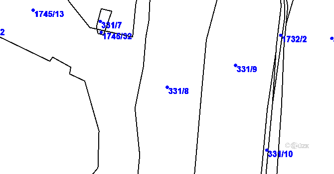 Parcela st. 331/8 v KÚ Dolní Lipová, Katastrální mapa