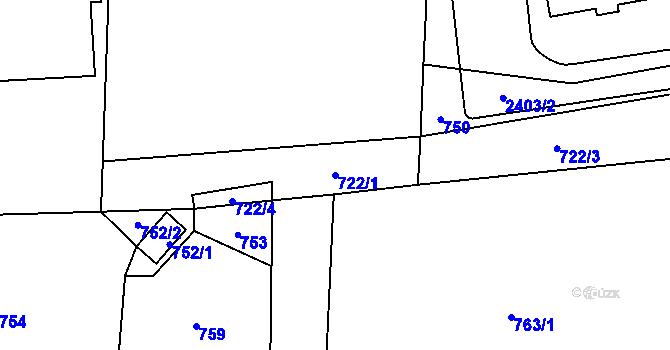 Parcela st. 722/1 v KÚ Dolní Lipová, Katastrální mapa