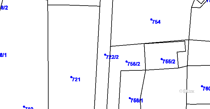 Parcela st. 722/2 v KÚ Dolní Lipová, Katastrální mapa