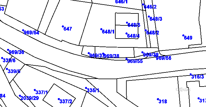 Parcela st. 969/38 v KÚ Dolní Lipová, Katastrální mapa