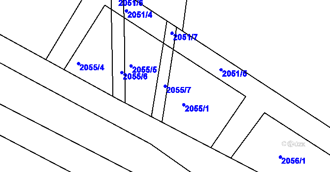 Parcela st. 2055/7 v KÚ Dolní Lipová, Katastrální mapa