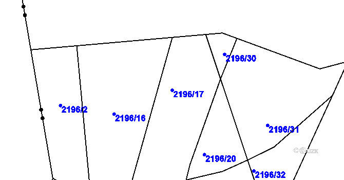 Parcela st. 2196/17 v KÚ Dolní Lipová, Katastrální mapa