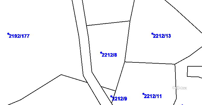 Parcela st. 2212/8 v KÚ Dolní Lipová, Katastrální mapa