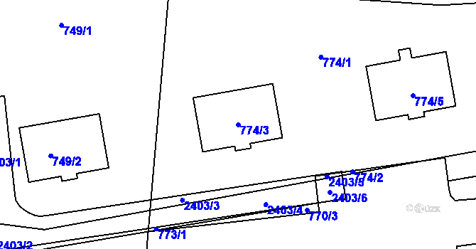 Parcela st. 774/3 v KÚ Dolní Lipová, Katastrální mapa