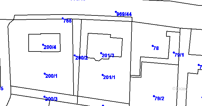 Parcela st. 201/3 v KÚ Dolní Lipová, Katastrální mapa