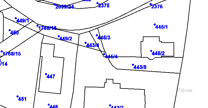 Parcela st. 445/4 v KÚ Dolní Lipová, Katastrální mapa