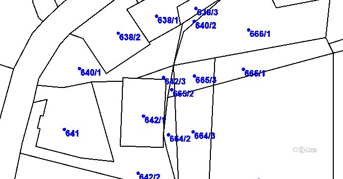 Parcela st. 665/2 v KÚ Dolní Lipová, Katastrální mapa