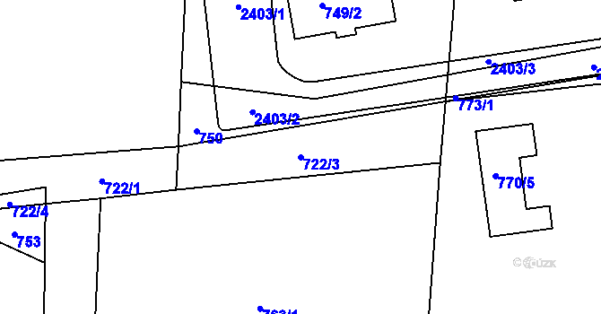 Parcela st. 722/3 v KÚ Dolní Lipová, Katastrální mapa