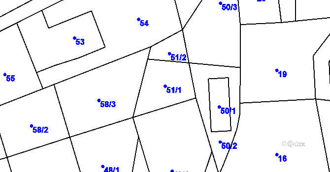 Parcela st. 51/1 v KÚ Dolní Lipová, Katastrální mapa