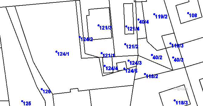 Parcela st. 121/1 v KÚ Dolní Lipová, Katastrální mapa