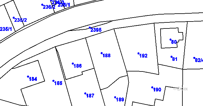 Parcela st. 188 v KÚ Dolní Lipová, Katastrální mapa