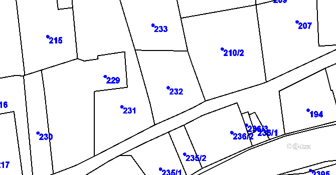 Parcela st. 232 v KÚ Dolní Lipová, Katastrální mapa