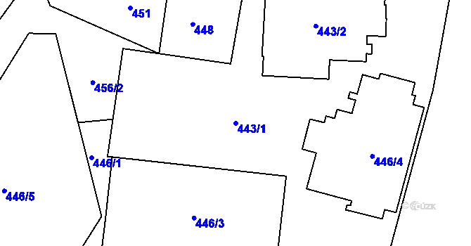 Parcela st. 443/1 v KÚ Dolní Lipová, Katastrální mapa