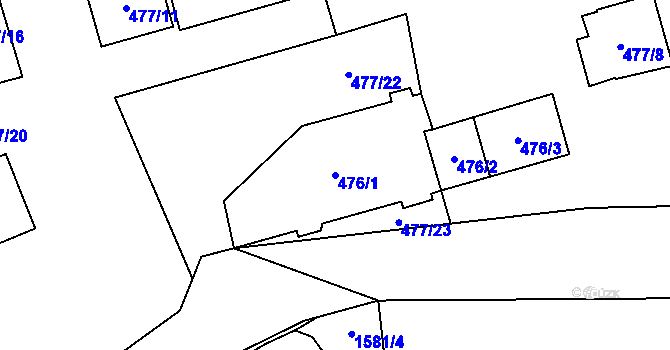 Parcela st. 476/1 v KÚ Dolní Lipová, Katastrální mapa