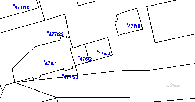 Parcela st. 476/3 v KÚ Dolní Lipová, Katastrální mapa