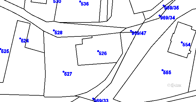 Parcela st. 526 v KÚ Dolní Lipová, Katastrální mapa