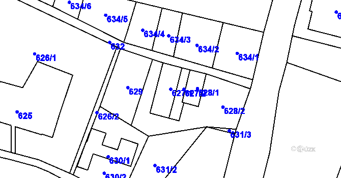 Parcela st. 627/1 v KÚ Dolní Lipová, Katastrální mapa