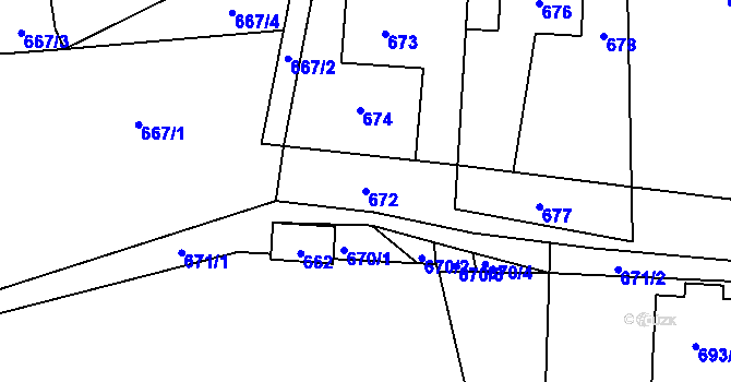 Parcela st. 672 v KÚ Dolní Lipová, Katastrální mapa