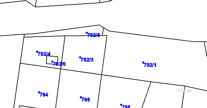 Parcela st. 792/2 v KÚ Dolní Lipová, Katastrální mapa