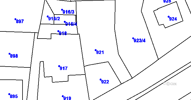 Parcela st. 921 v KÚ Dolní Lipová, Katastrální mapa