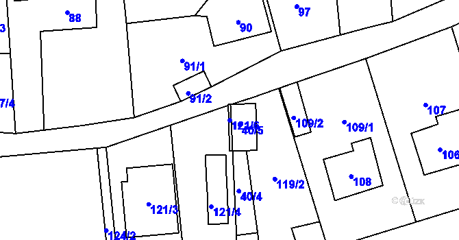 Parcela st. 121/6 v KÚ Dolní Lipová, Katastrální mapa