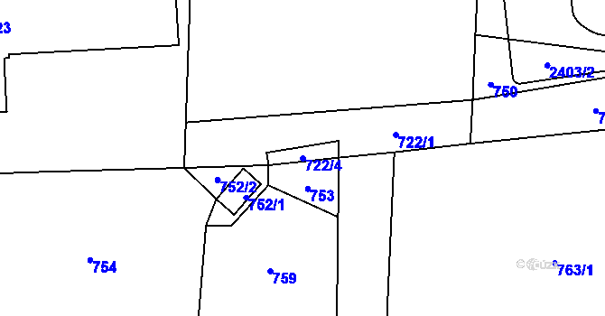 Parcela st. 722/4 v KÚ Dolní Lipová, Katastrální mapa