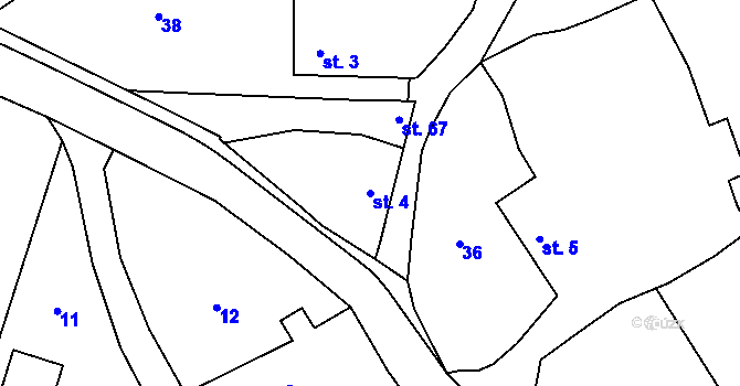 Parcela st. 4 v KÚ Licoměřice, Katastrální mapa
