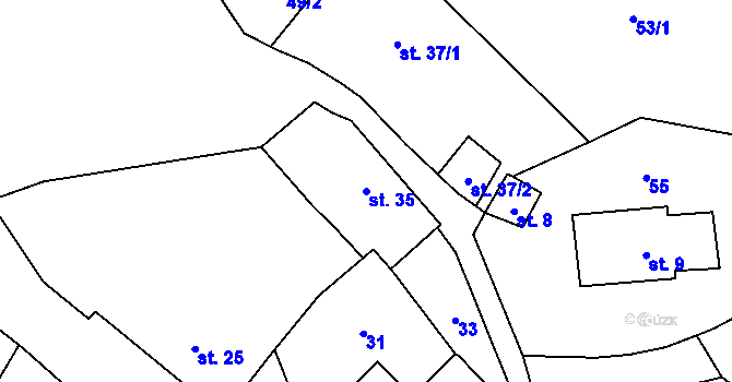 Parcela st. 35 v KÚ Licoměřice, Katastrální mapa