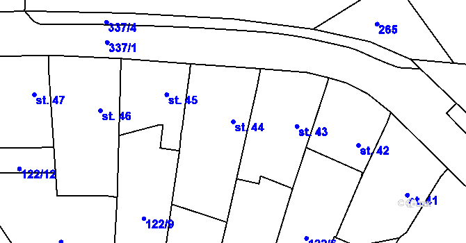 Parcela st. 44 v KÚ Licoměřice, Katastrální mapa