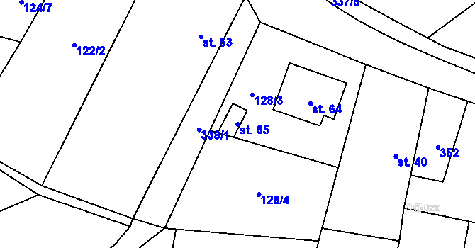 Parcela st. 65 v KÚ Licoměřice, Katastrální mapa