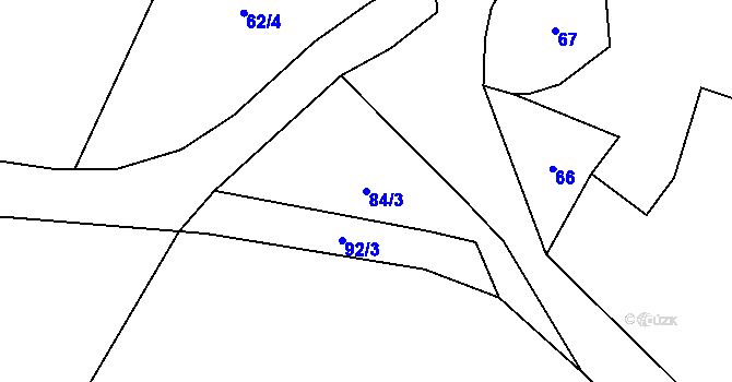 Parcela st. 84/3 v KÚ Licoměřice, Katastrální mapa