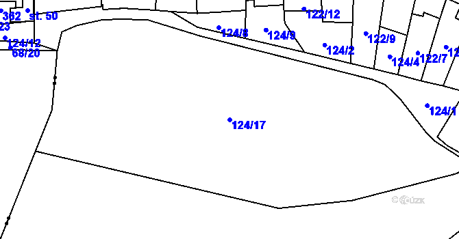 Parcela st. 124/17 v KÚ Licoměřice, Katastrální mapa