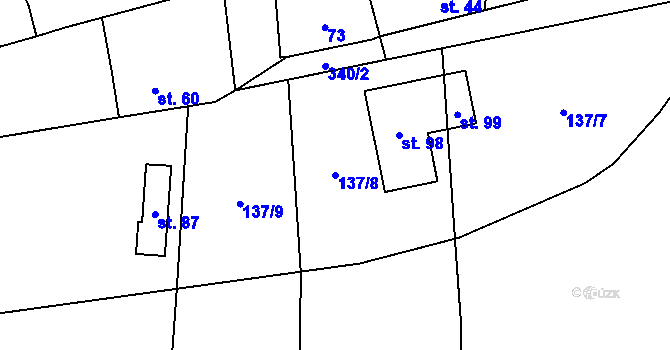 Parcela st. 137/8 v KÚ Licoměřice, Katastrální mapa