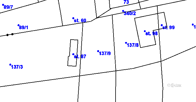 Parcela st. 137/9 v KÚ Licoměřice, Katastrální mapa