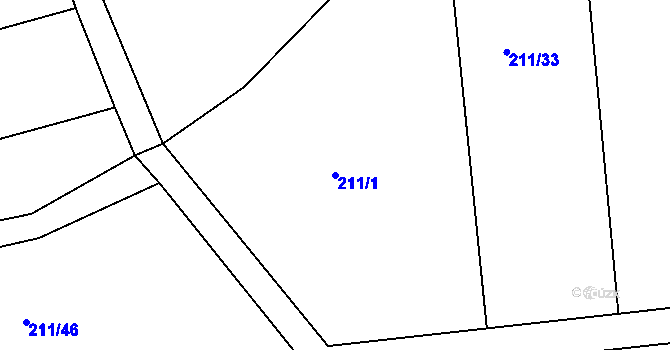 Parcela st. 211/1 v KÚ Licoměřice, Katastrální mapa