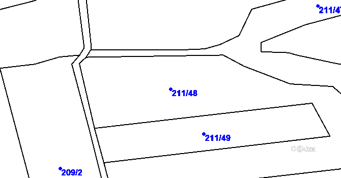 Parcela st. 211/48 v KÚ Licoměřice, Katastrální mapa