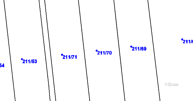 Parcela st. 211/70 v KÚ Licoměřice, Katastrální mapa